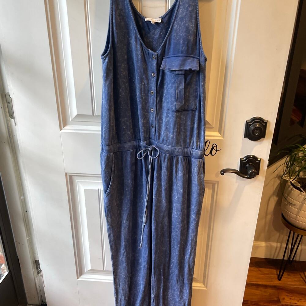 Promise mineral wash blue jumpsuit romper L